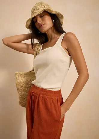 Jersey broek van crèpe • roestbruin • bonprix online shop