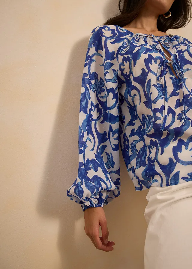 Blouse-tunique imprimée • blanc/bleu floral • product-page.page-title-suffix