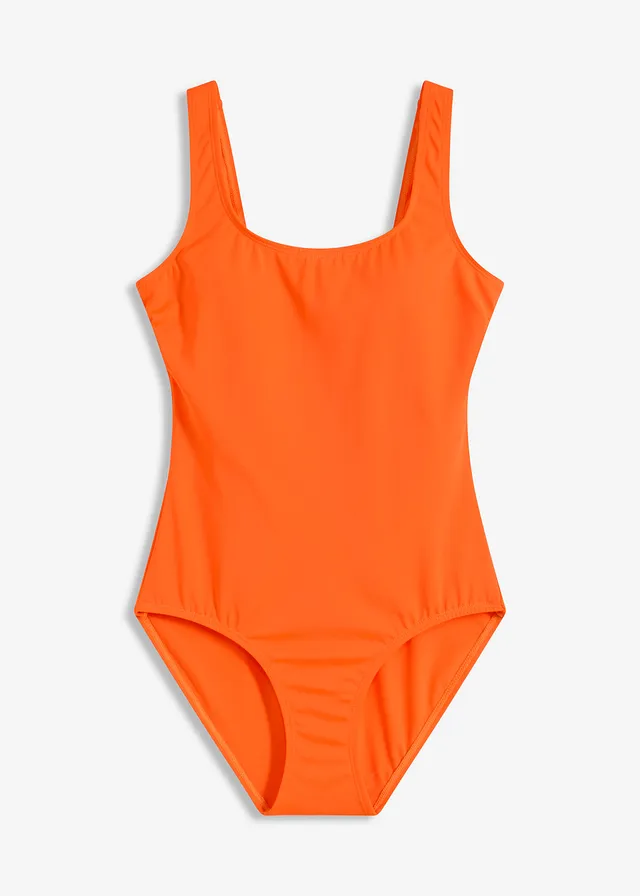 Maillot 1 pièce échancrure haute dans le dos, Couleur: orange foncé
