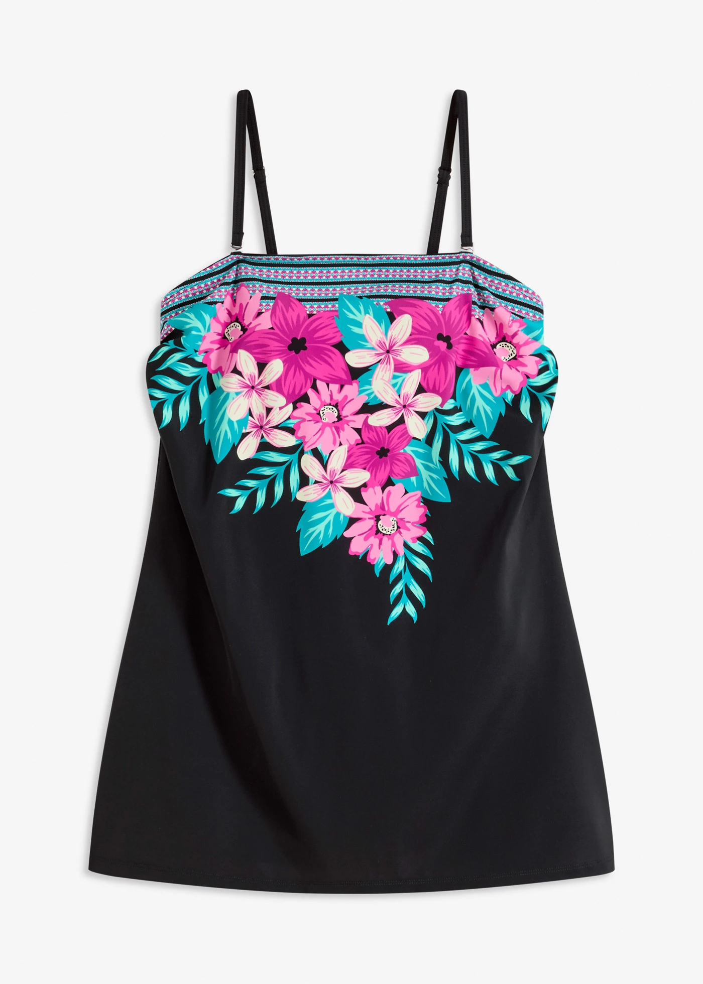 Stahovací koupací šaty, střední tvarující efekt • černá s květy • bonprix obchod