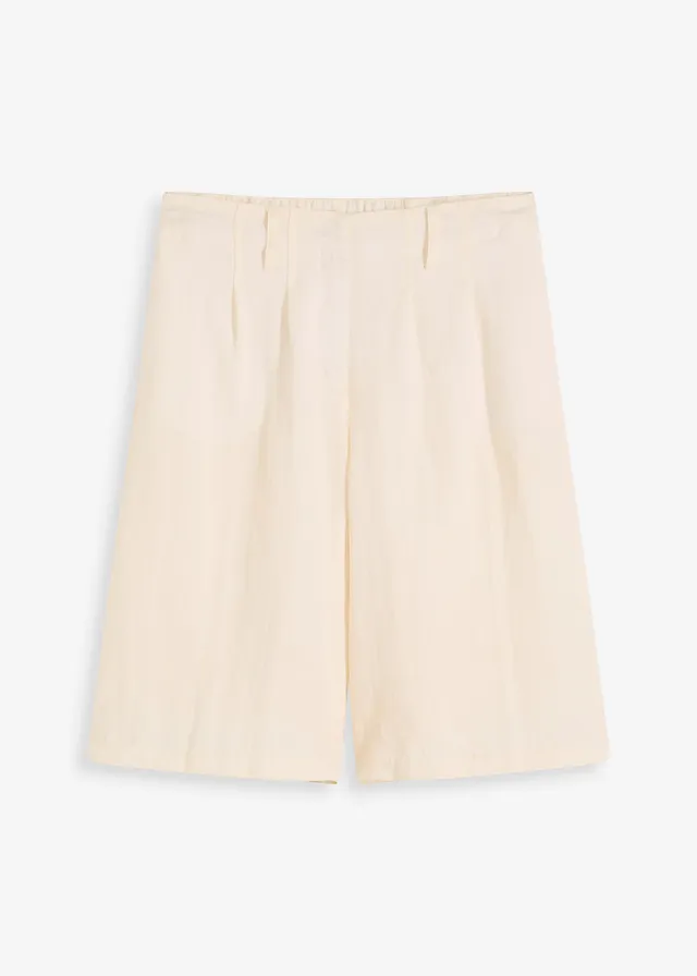 Bermuda doux en viscose mélangée, Couleur: crème