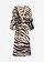 Midi šaty ze splývavé viskózové směsi, barva: černo-přírodní bílá se zebřím potiskem