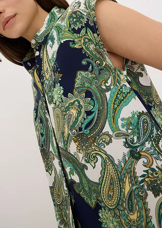 Halenka ze splývavé viskózy s potiskem • tmavě modro-bílo-světle zelená s kašmírovým potiskem • bonprix obchod