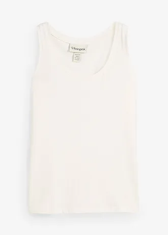 Tanktop met zijde, Kleur: wolwit