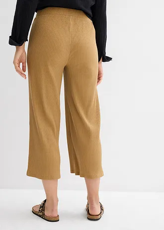 Geribde jersey broek met comfortabele tailleband • kakibruin • bonprix online shop