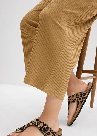 Geribde jersey broek met comfortabele tailleband • kakibruin • bonprix online shop
