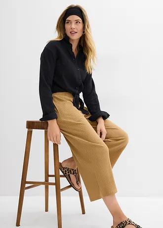 Geribde jersey broek met comfortabele tailleband • kakibruin • bonprix online shop