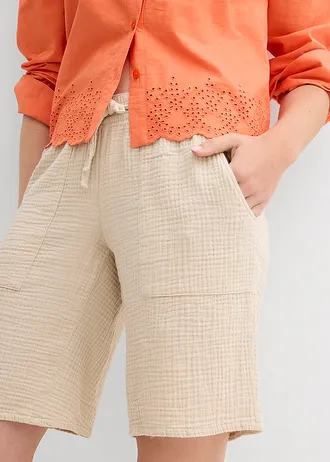 Mušelínové bermudy bez zapínania • svetlopiesková • obchod bonprix