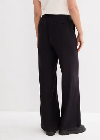 Pantalon palazzo en lin mélangé, long • noir • Boutique bonprix