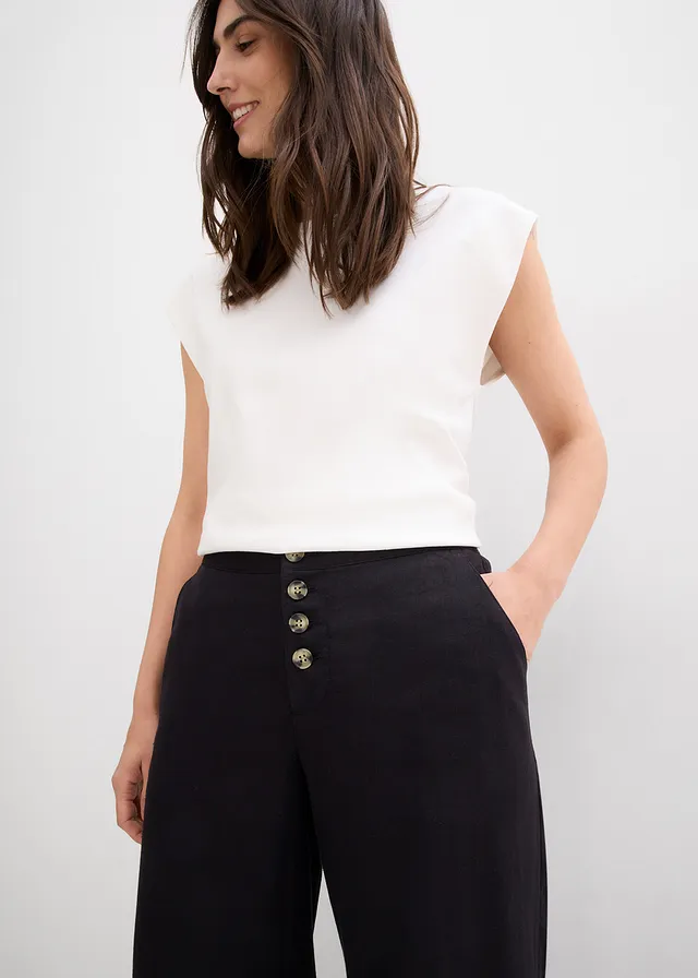 Pantalon palazzo en lin mélangé, long • noir • product-page.page-title-suffix