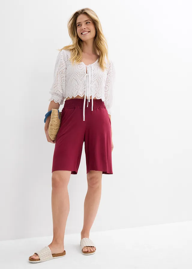 Bermuda en jersey viscose, Couleur: rhododendron