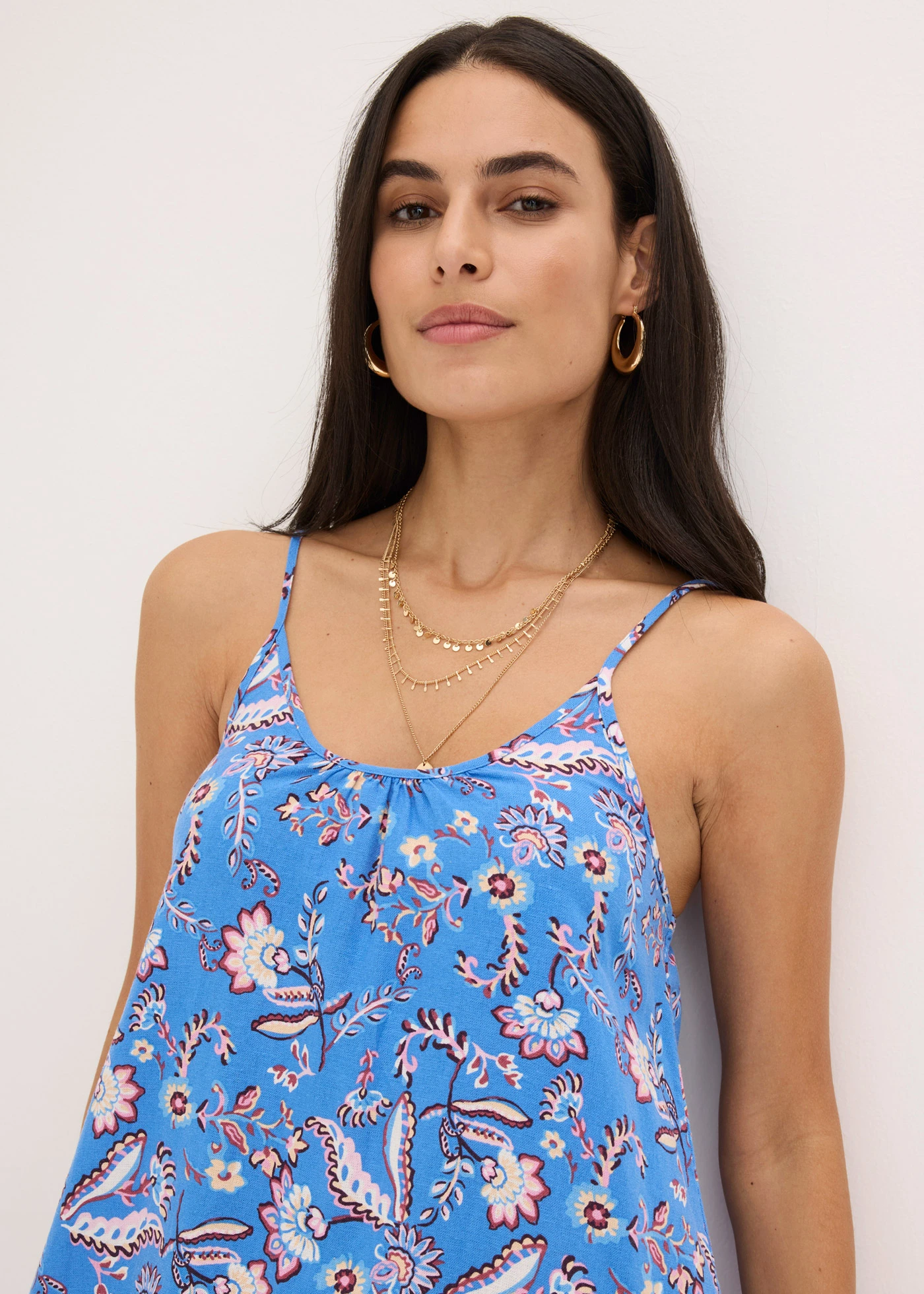 Jurk met spaghettibandjes • blauw gebloemd • bonprix online shop