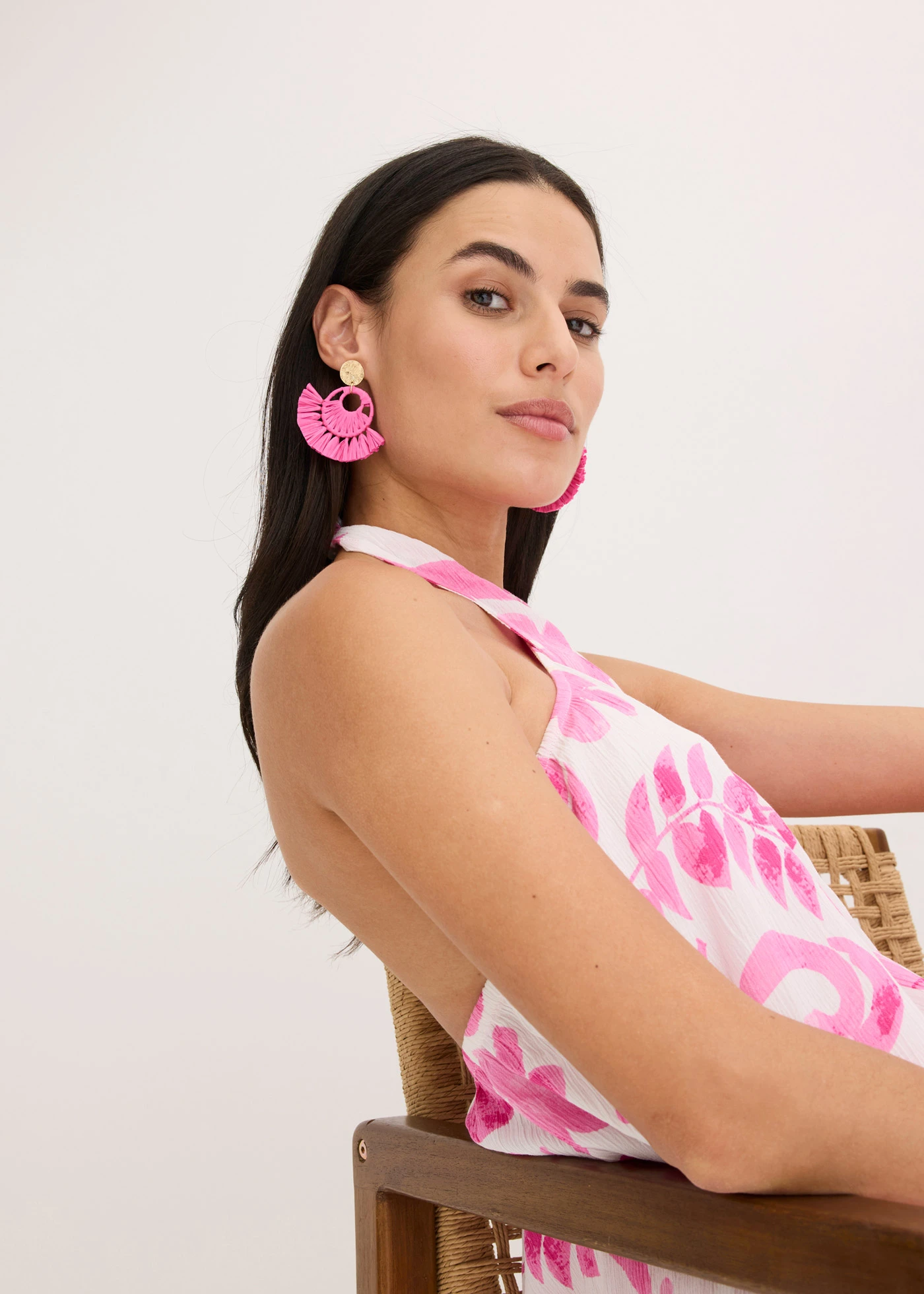 Oorstekers in rieten look • fuchsia-goudkleurig • bonprix online shop