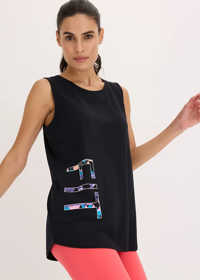 Lot de 2 T-shirts techniques à séchage rapide, Couleur: noir/saumon imprimé