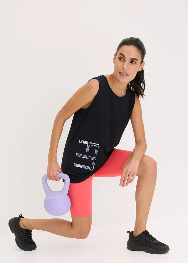 Lot de 2 T-shirts techniques à séchage rapide, Couleur: noir/saumon imprimé
