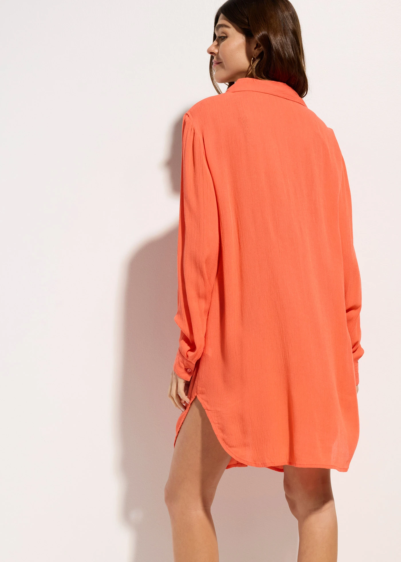 Lange strandblouse van viscose • lichtrood • bonprix online shop