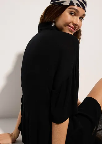 Krátká plážová halenka ze splývavé viskózy • černá • bonprix obchod