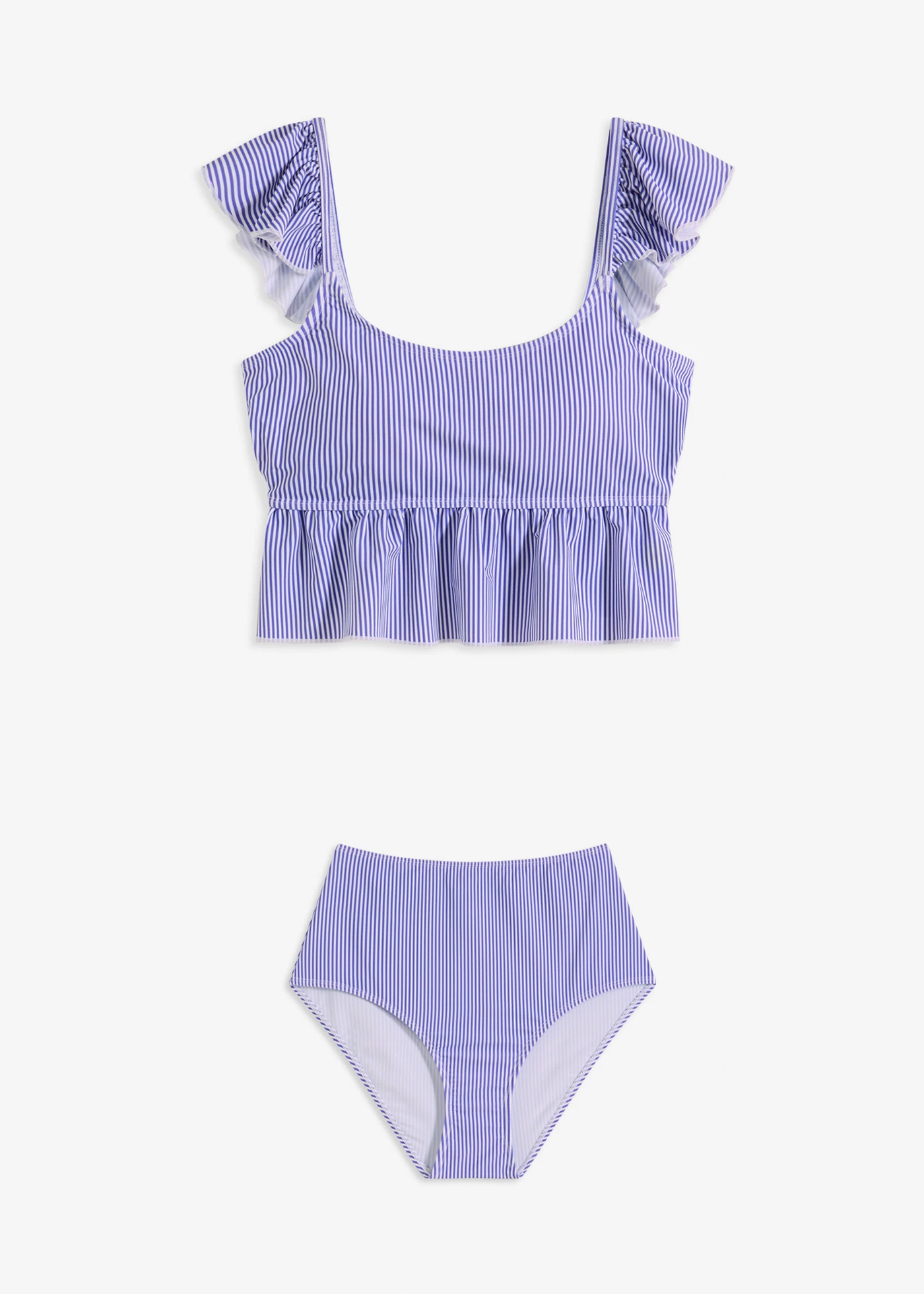 Tankini z falbankami (komplet 2-cz.) • biało-niebieski w paski • sklep bonprix