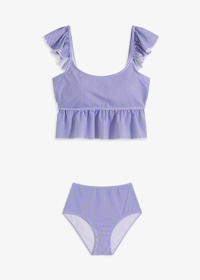 Tankini met volant (2-dlg. set) • wit-blauw gestreept • bonprix online shop