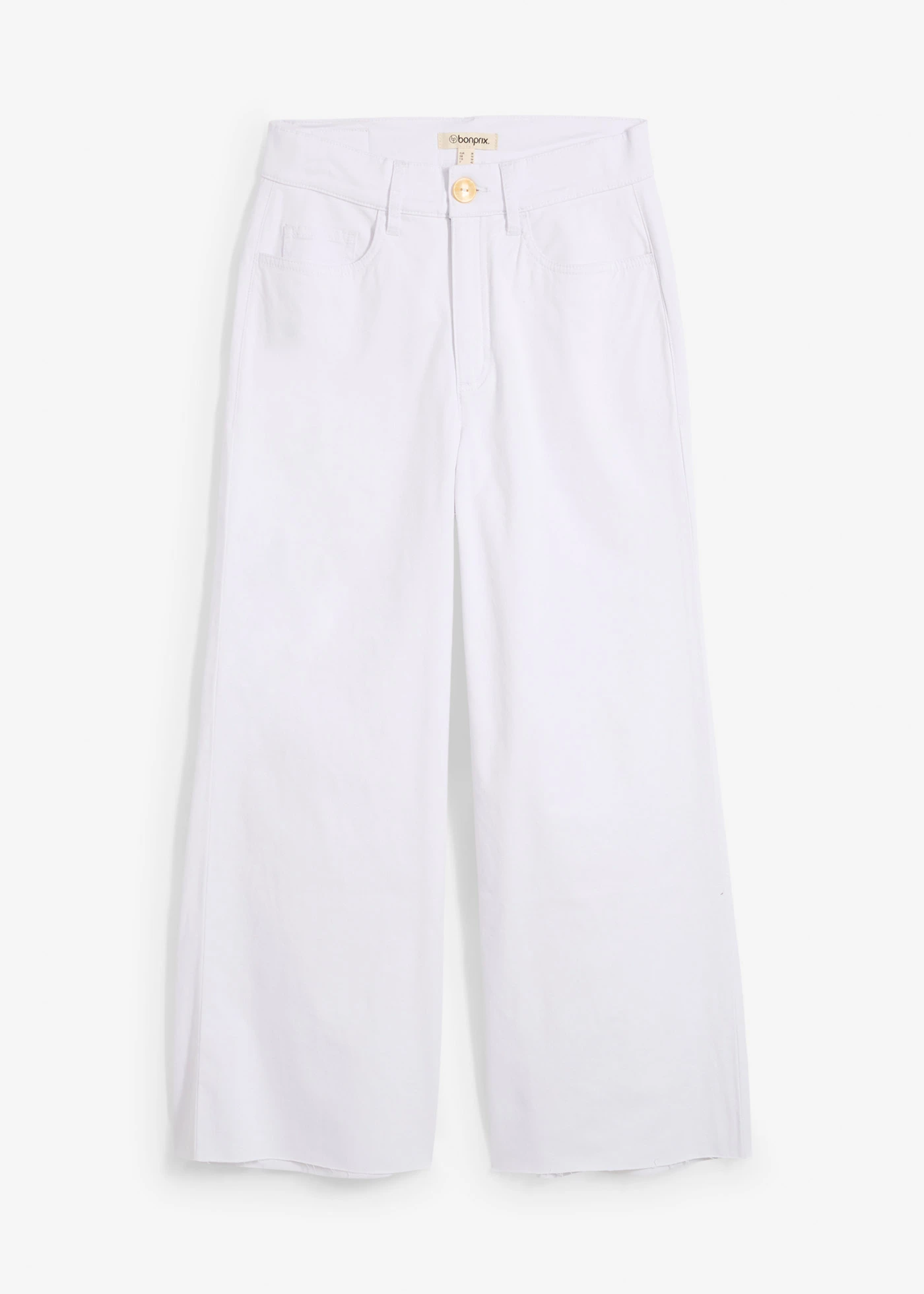 Wide-Leg džínsy, High Waist, cropped • biela • obchod bonprix