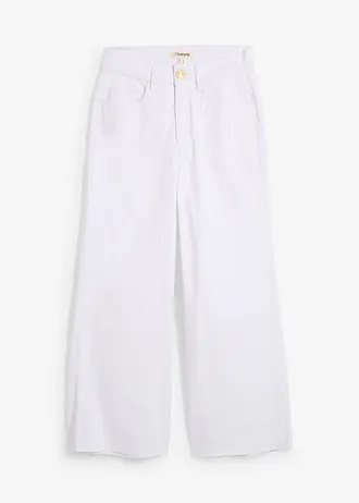 Džíny Wide Leg, High Waist, zkrácené • bílá • bonprix obchod