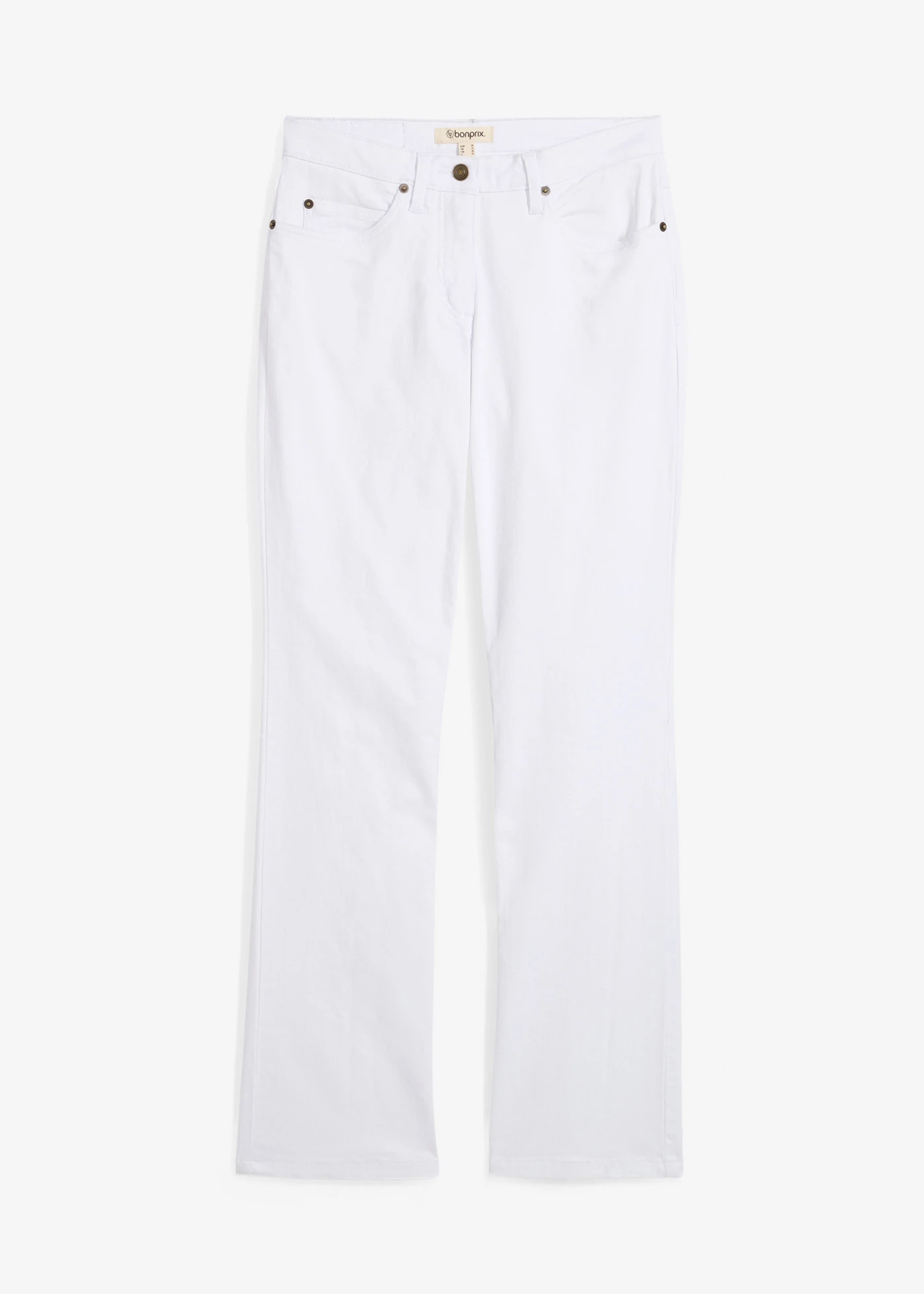 Jeansy ze stretchem straight, mid waist • biały • sklep bonprix