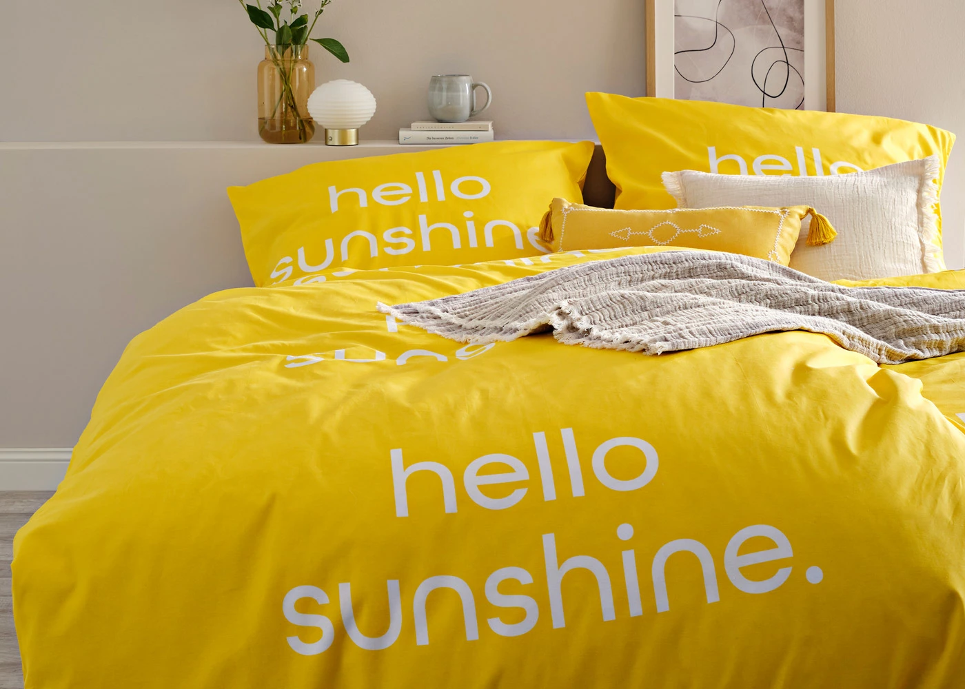 Parure de lit en coton mélangé • jaune • Boutique bonprix