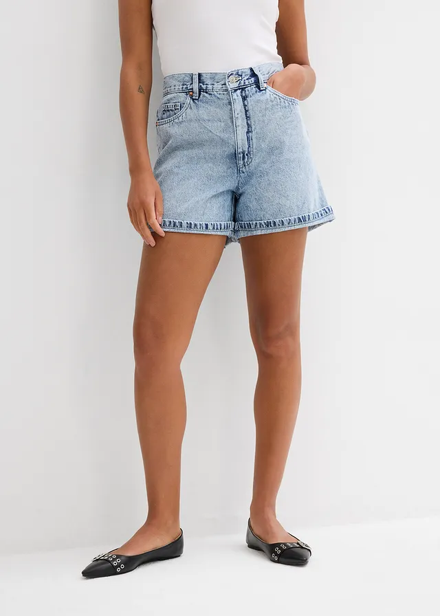 Džínsové šortky, vysoký pás, farba: svetlomodrá denim used