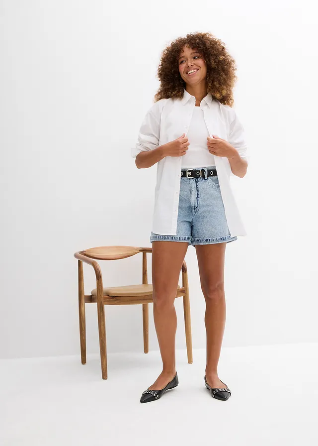 Džínsové šortky, vysoký pás, farba: svetlomodrá denim used