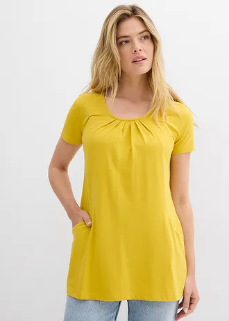 Longshirt met viscose, Kleur: lemoncurry