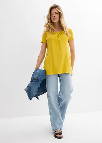 Longshirt met viscose, Kleur: lemoncurry