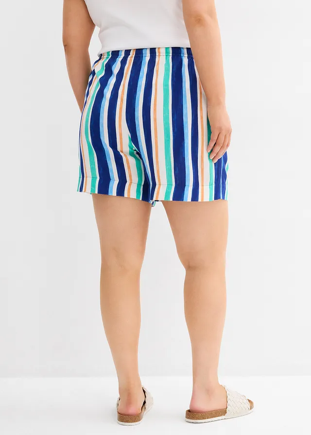 Instapshort van fijne viscose, Kleur: arctisch blauw-lichtblauw-wit gestreept