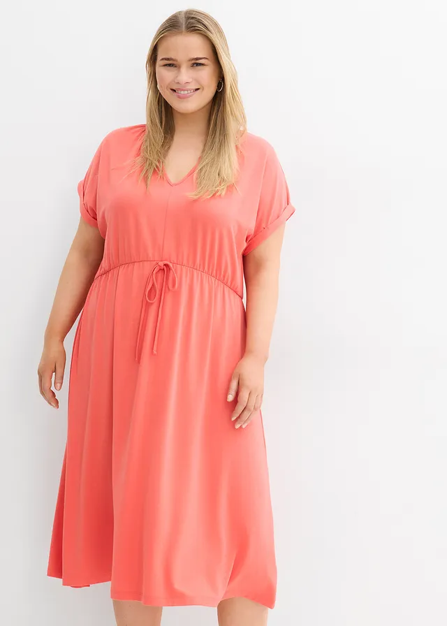 Robe en jersey de viscose mélangée, Couleur: saumon clair