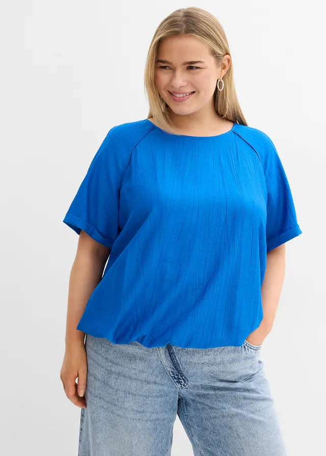 Halenka s krátkým rukávem, z měkké viskózové směsi • modrá plus size • bonprix obchod
