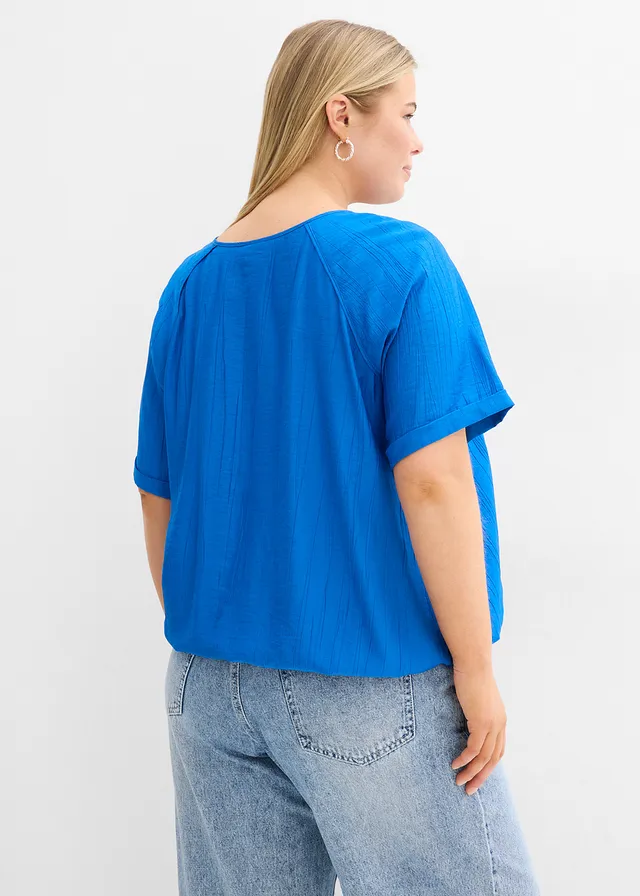 Halenka s krátkým rukávem, z měkké viskózové směsi • modrá plus size • bonprix obchod