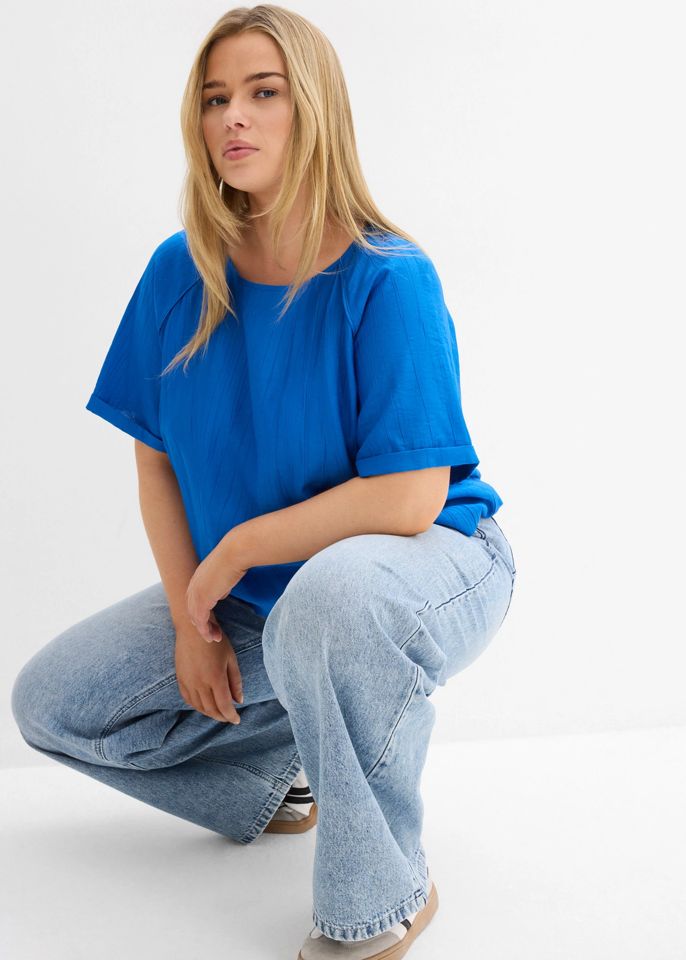 Halenka s krátkým rukávem, z měkké viskózové směsi • modrá plus size • bonprix obchod