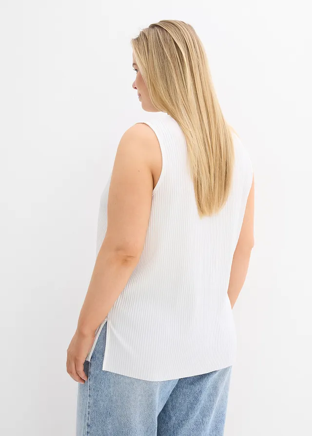 Top en polyester recyclé, Couleur: écru