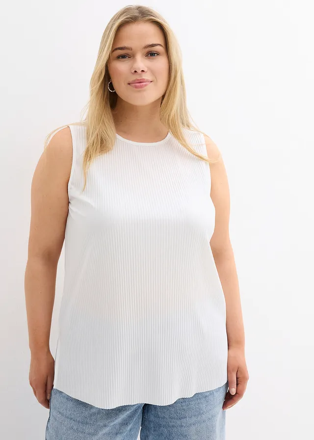 Top en polyester recyclé, Couleur: écru