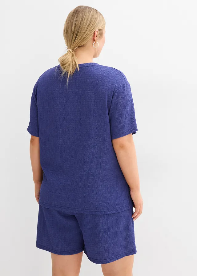 Shirt van crêpe, Kleur: donker pacific