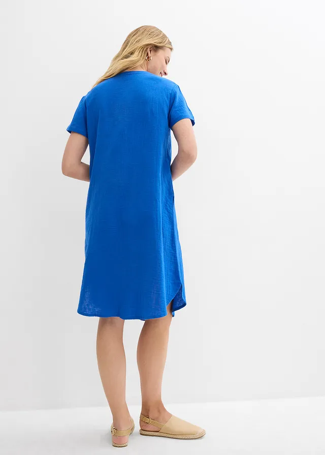 Blousejurk van zachte mousseline, Kleur: arctisch blauw