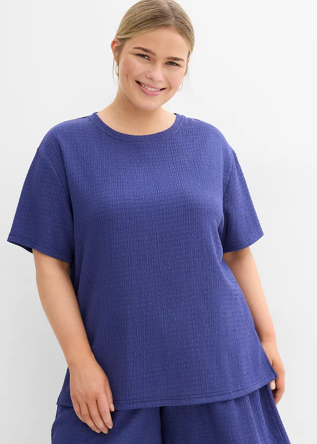 Shirt van crêpe, Kleur: donker pacific