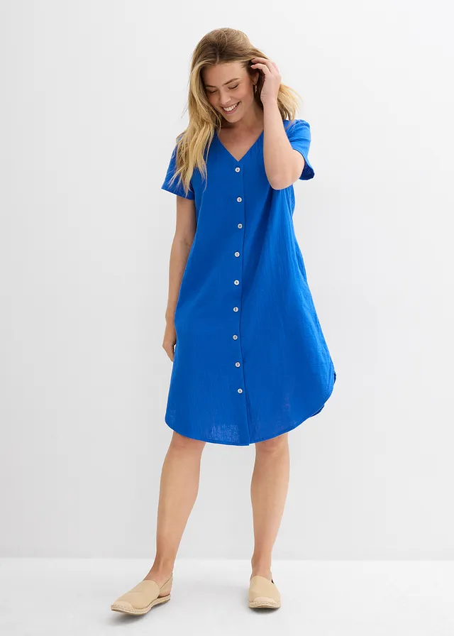 Blousejurk van zachte mousseline, Kleur: arctisch blauw
