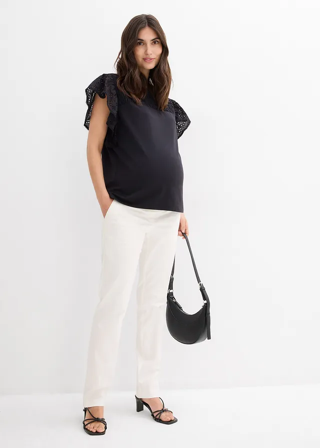 Pantalon de grossesse élégant avec jambe droite • écru • product-page.page-title-suffix
