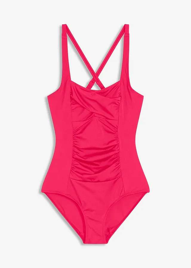 Corrigerend badpak met glanzend materiaal, medium corrigerend • hibiscuspink • bonprix online shop