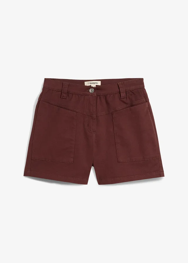 Twill short, Kleur: terrabruin