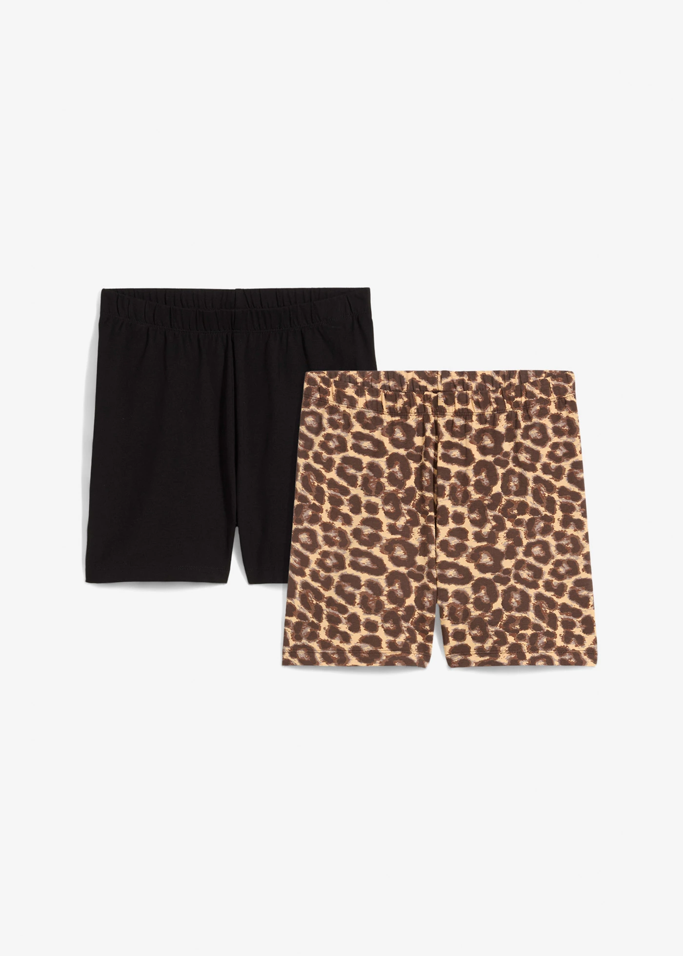 Krátké legíny (2 ks v balení) • leopardí potisk + černá • bonprix obchod
