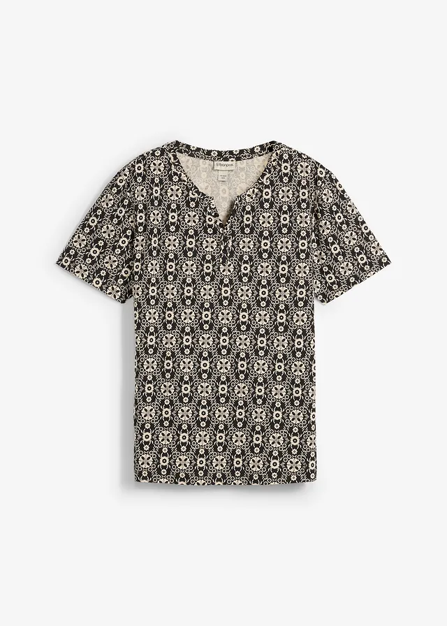 Bluză tricot Henley din bumbac 100%