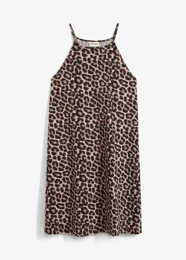 Jurk van puur katoen • beige luipaardprint • bonprix online shop