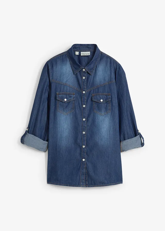 Chemise en jean, Couleur: bleu