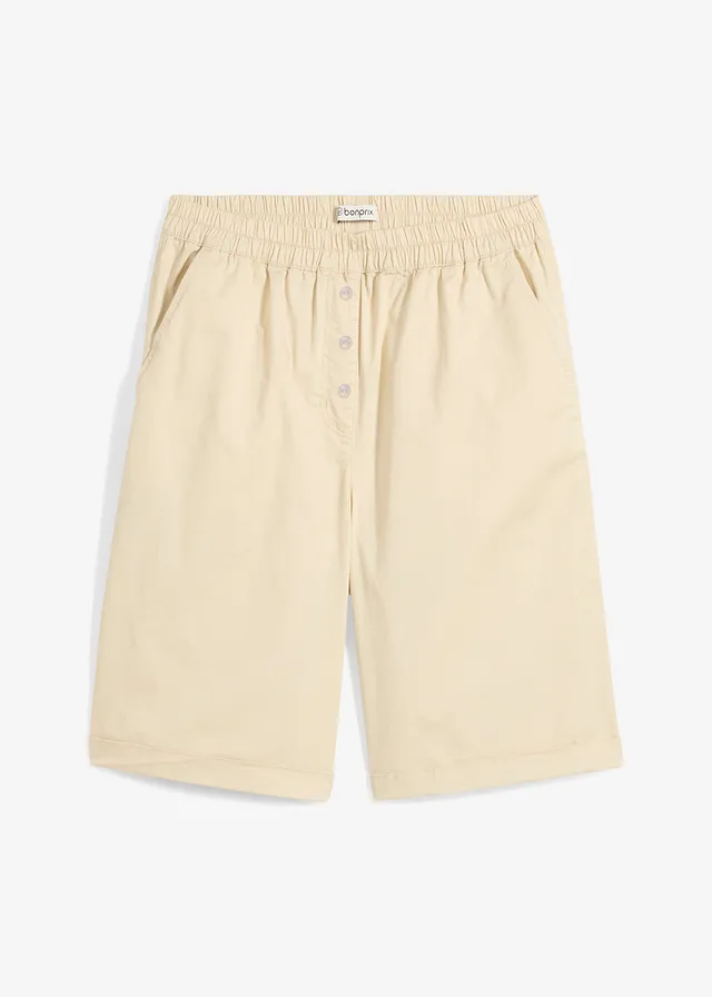 Bermude din material papertouch cu bumbac • bej nisipiu mat • magazin bonprix